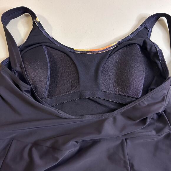 La Isla One Piece Built-In‎ Bra Swimsuit Deep Purple Floral Flowy Size 14 - Picture 5 of 12